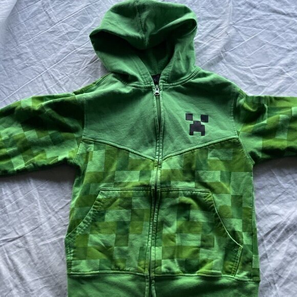 Minecraft Hoodie Green Creeper Zip Jinx Sweatshirt Hoodie Youth Boys Sz S- 2018 - Picture 1 of 16